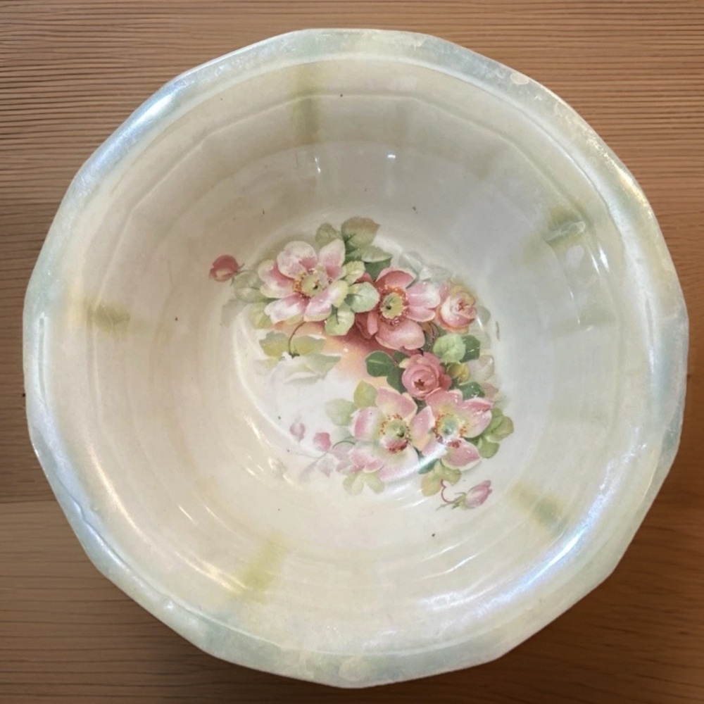 Vintage Dresden Porcelain Serving 9.5" Dish Bowl Flowers Germany Antique